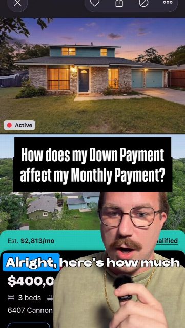 Hereβs a real example of how your dowj payment affects your monthly payment!